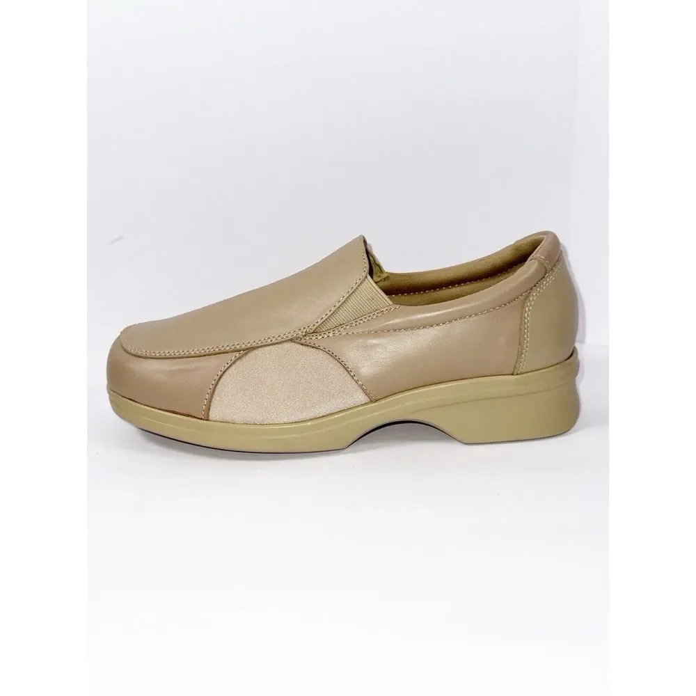 Pedors Shoes Slip On Comfort Walking 201 Beige Leather Orthopedic‎ Cushion 8.5